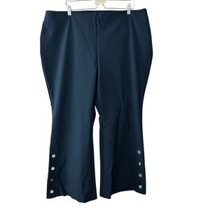 Flare Silver Button Detail Black Pants